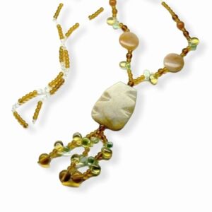 Jasper Carnelian Quartz Long Necklace 34"